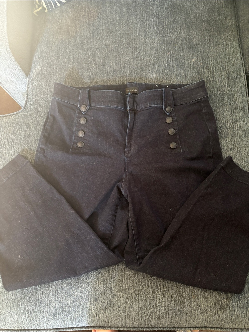 Talbots Dark Navy High-Rise Button-Front Sailor Trousers